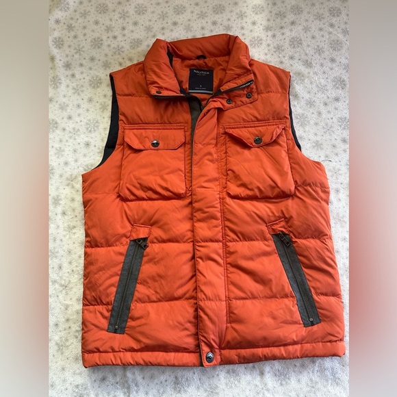 Nautica Men's Orange Puffer Vest size small - Picture 2 of 6